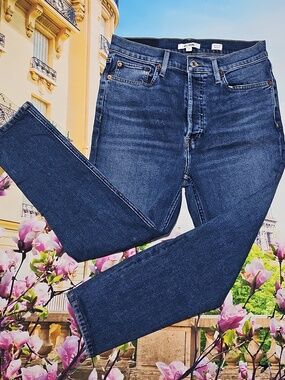 Re/Done 5 Button High Waist Denim Crop Jeans Size 28